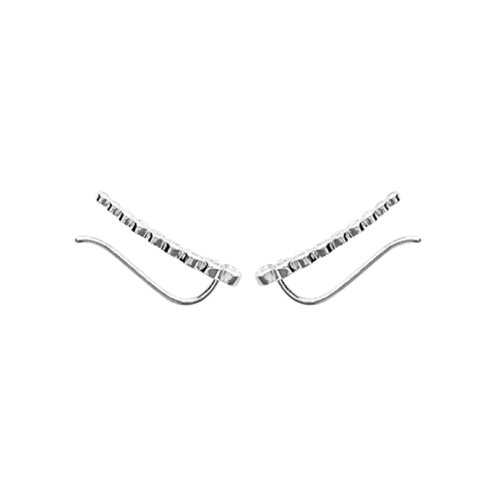 Mystigrey Elizabeth .925 Sterling Silver Plated Rhodium, 18K Rose Gold Plated and 18K Gold Plated Climber Earrings for Women with Cubic Zirconia