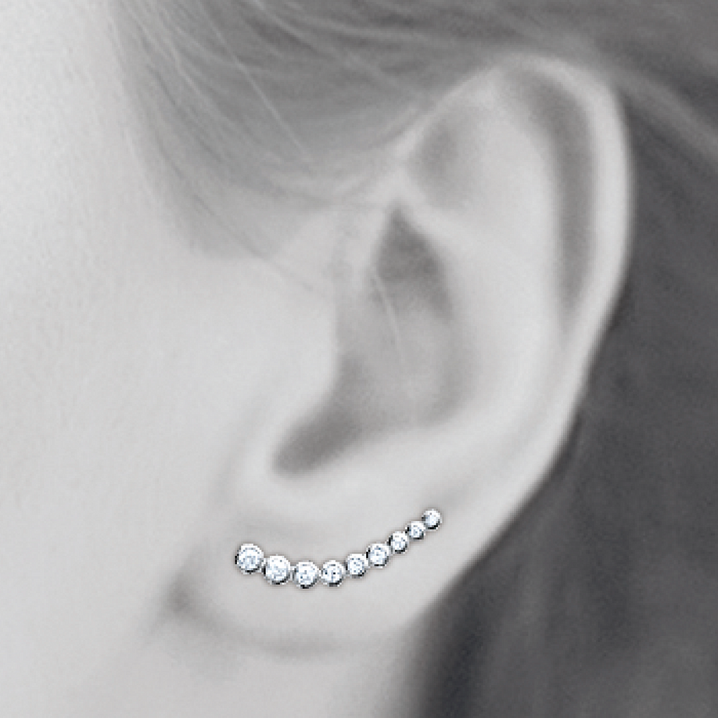 Mystigrey Elizabeth .925 Sterling Silver Plated Rhodium, 18K Rose Gold Plated and 18K Gold Plated Climber Earrings for Women with Cubic Zirconia