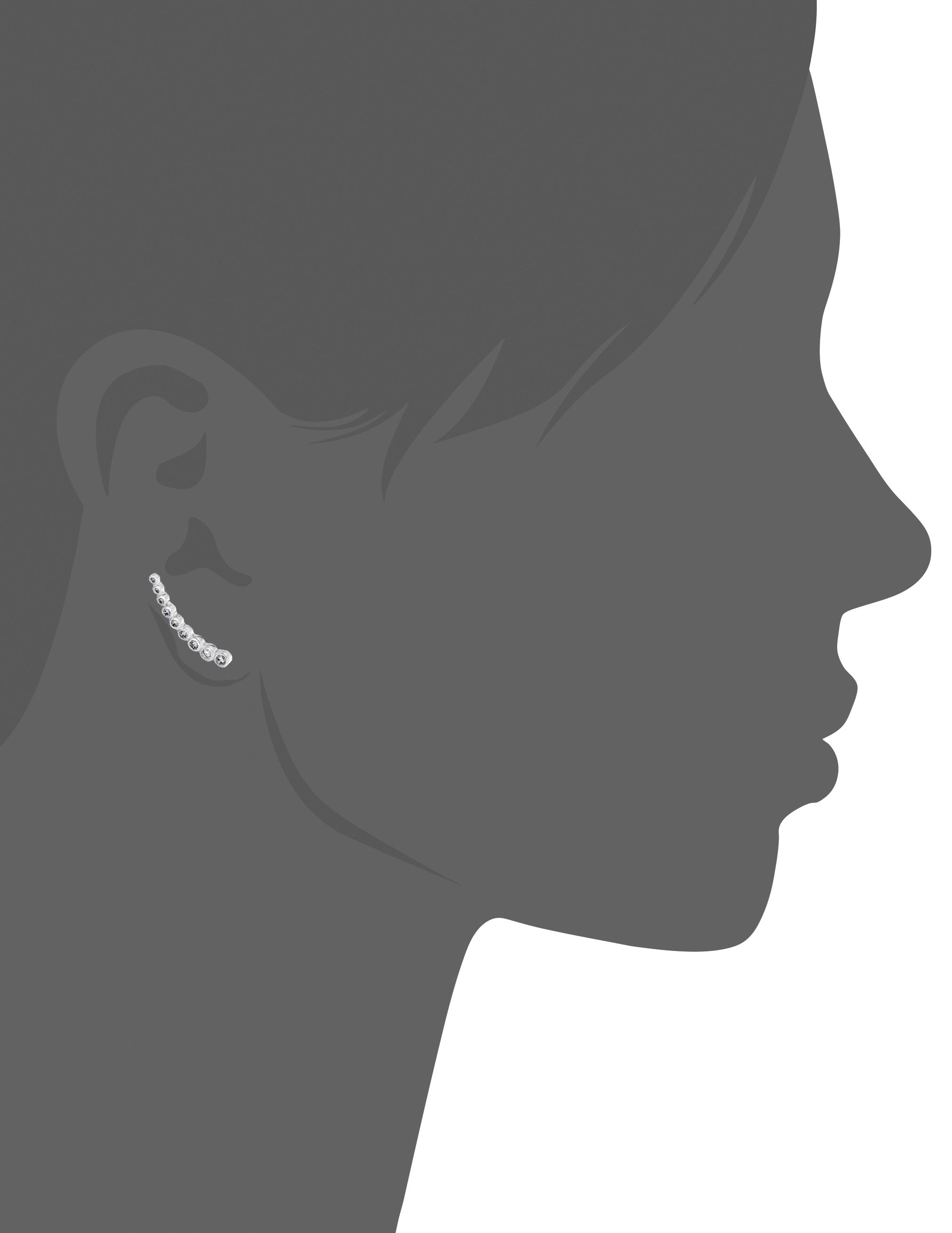 Mystigrey Elizabeth .925 Sterling Silver Plated Rhodium, 18K Rose Gold Plated and 18K Gold Plated Climber Earrings for Women with Cubic Zirconia