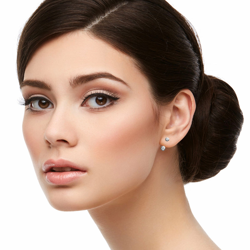 Mystigrey Lola .925 Sterling Silver Plated Rhodium and 18K Gold Plated Horizontal Hoop Earrings for Women Small