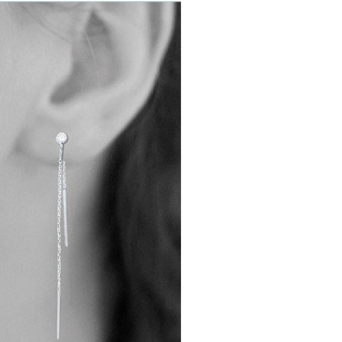 Liberty Dangle Earrings in 925 Sterling Silver Plated Rhodium, view 4