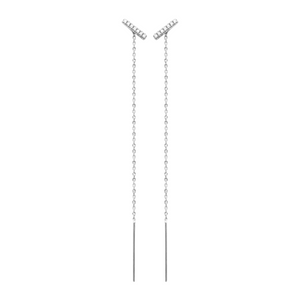 Mystigrey Gaelle .925 Sterling Silver Plated Rhodium Dangling Earrings for Women with Cubic Zirconia