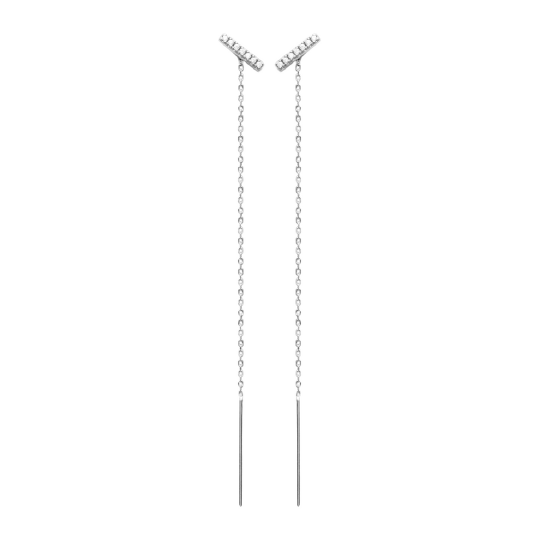 Mystigrey Gaelle .925 Sterling Silver Plated Rhodium Dangling Earrings for Women with Cubic Zirconia