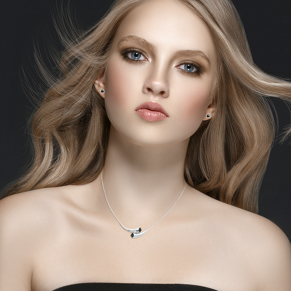 Mystigrey Montana .925 Sterling Silver Plated Rhodium and 18K Gold Plated Earrings for Women Black Agate