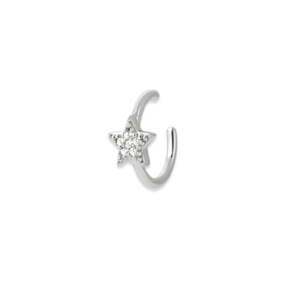 Mystigrey Polaris .925 Sterling Silver Plated Rhodium and 18K Gold Plated Cuff Ring Earring with Cubic Zirconia