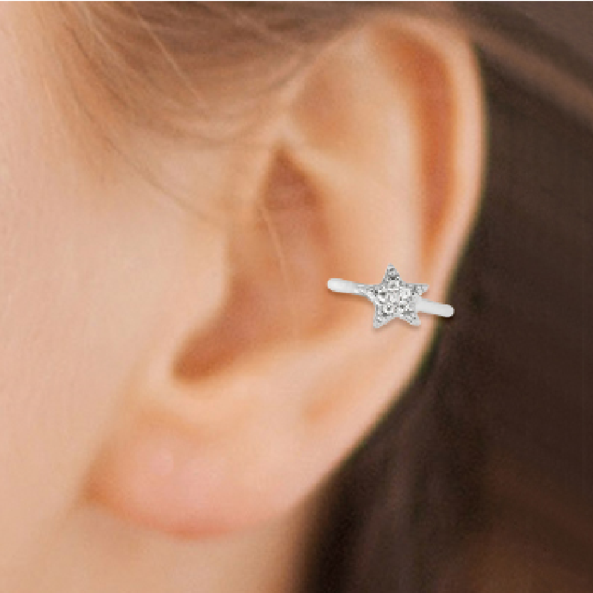 Mystigrey Polaris .925 Sterling Silver Plated Rhodium and 18K Gold Plated Cuff Ring Earring with Cubic Zirconia