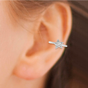 Mystigrey Polaris .925 Sterling Silver Plated Rhodium and 18K Gold Plated Cuff Ring Earring with Cubic Zirconia