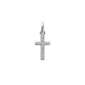 Mystigrey Small Cross .925 Sterling Silver Plated Rhodium Pendant for Women and Men with Cubic Zirconia