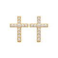 Mystigrey Cross .925 Sterling Silver Plated Rhodium and 18K Gold Plated Earrings with Cubic Zirconia