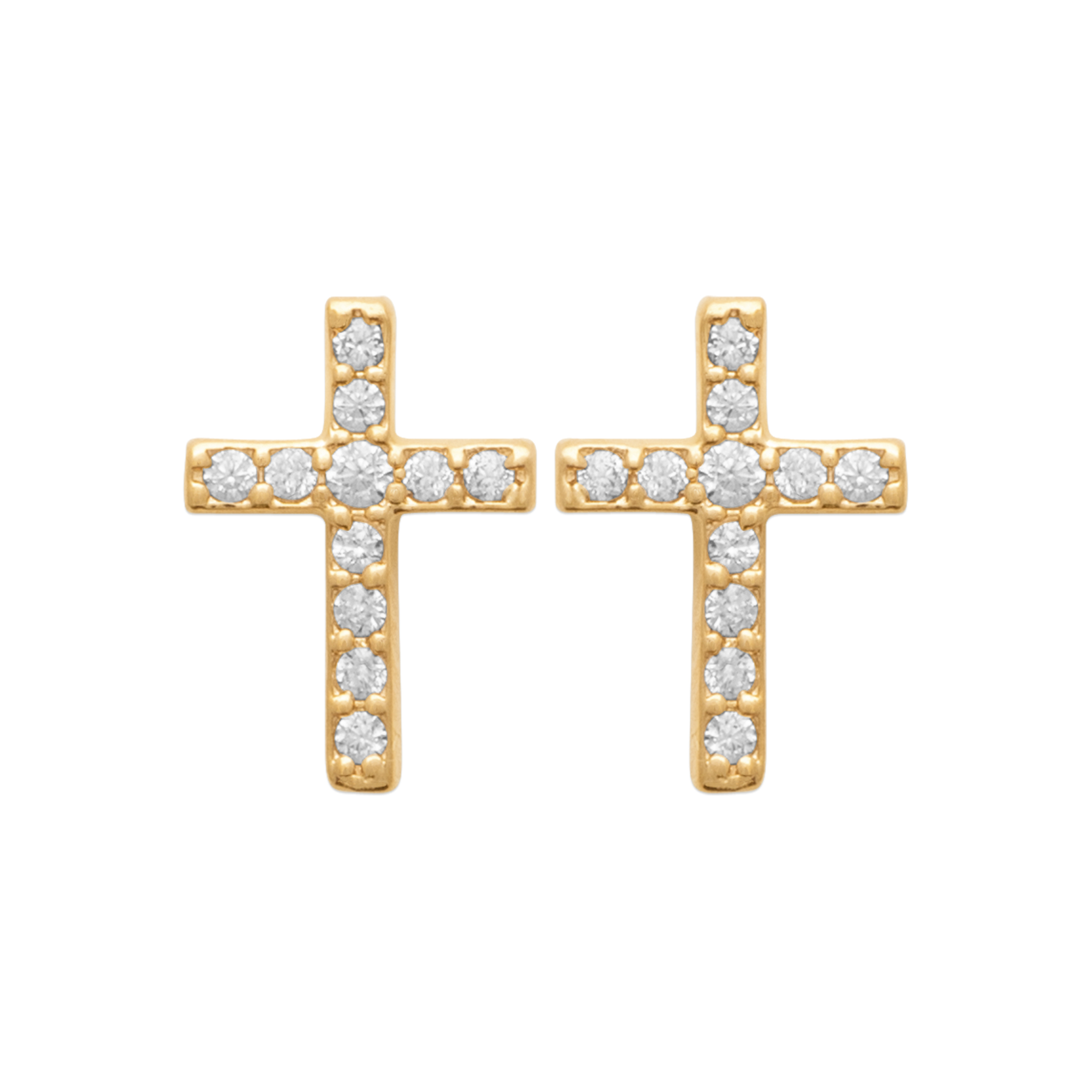 Mystigrey Cross .925 Sterling Silver Plated Rhodium and 18K Gold Plated Earrings with Cubic Zirconia