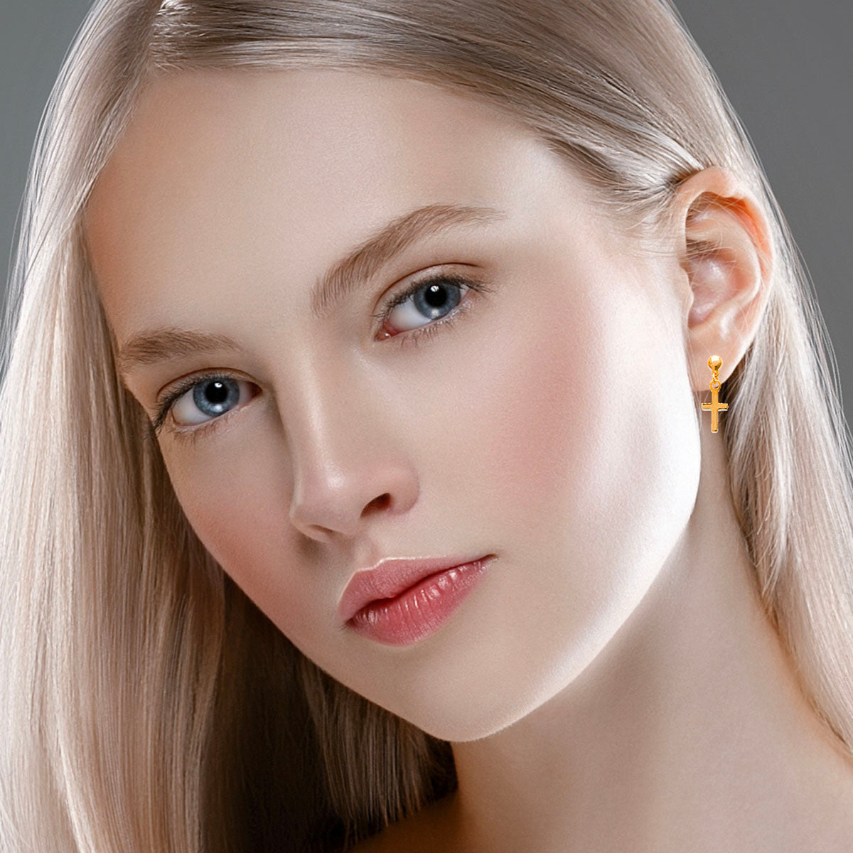 Mystigrey Cross 18K Gold Plated Dangle Earrings for Women