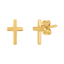 Load image into Gallery viewer, Mystigrey Cross .925 Sterling Silver Plated Rhodium and 18K Gold Plated Earrings
