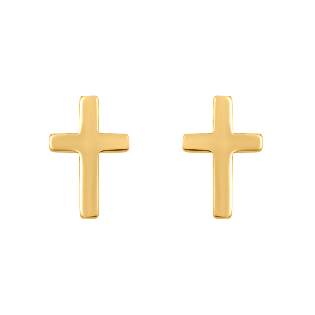 Mystigrey Cross .925 Sterling Silver Plated Rhodium and 18K Gold Plated Earrings