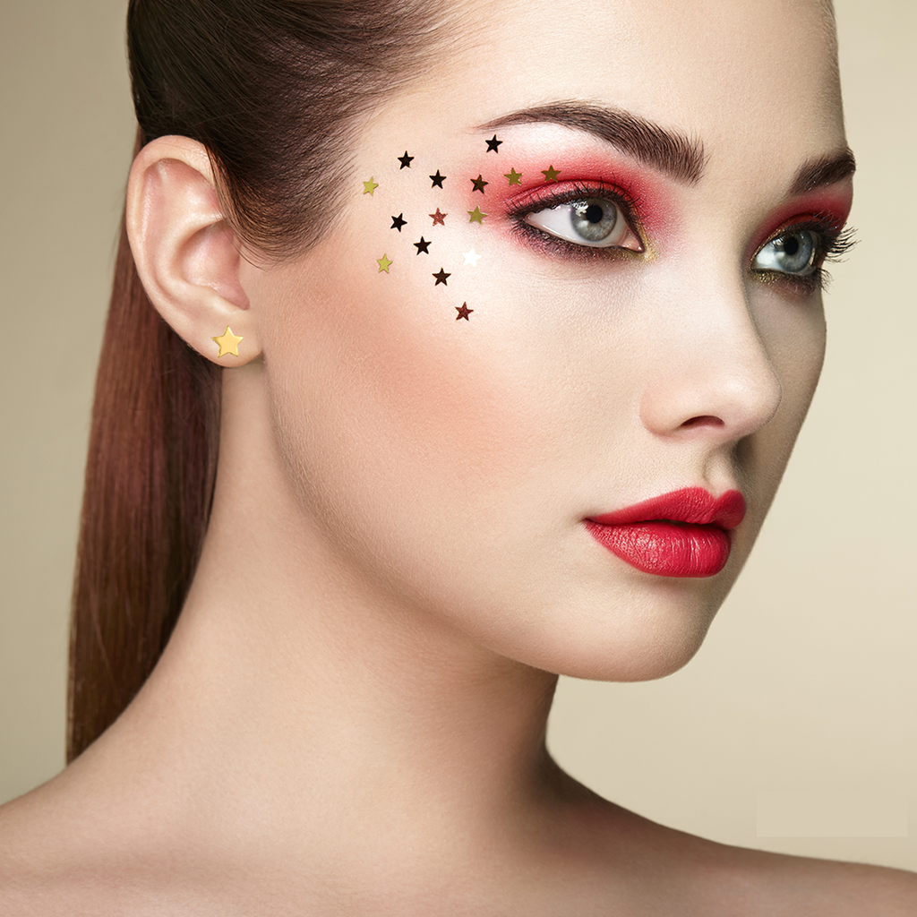 Mystigrey Polaris Single Star .925 Sterling Silver Plated Rhodium and 18K Gold Plated Earrings
