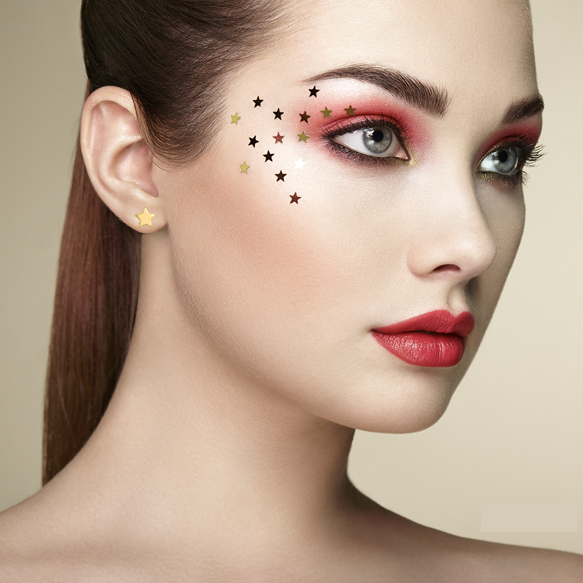 Mystigrey Polaris Single Star .925 Sterling Silver Plated Rhodium and 18K Gold Plated Earrings