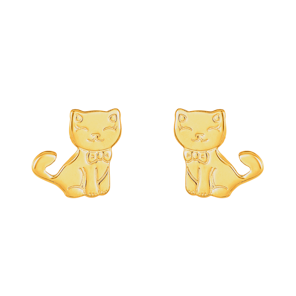 Cat Earrings in 925 Sterling Silver Plated Rhodium or 18K Gold Plated, view 3