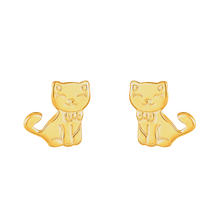 Load image into Gallery viewer, Mystigrey Cat .925 Sterling Silver Plated Rhodium and 18K Gold Plated Earrings
