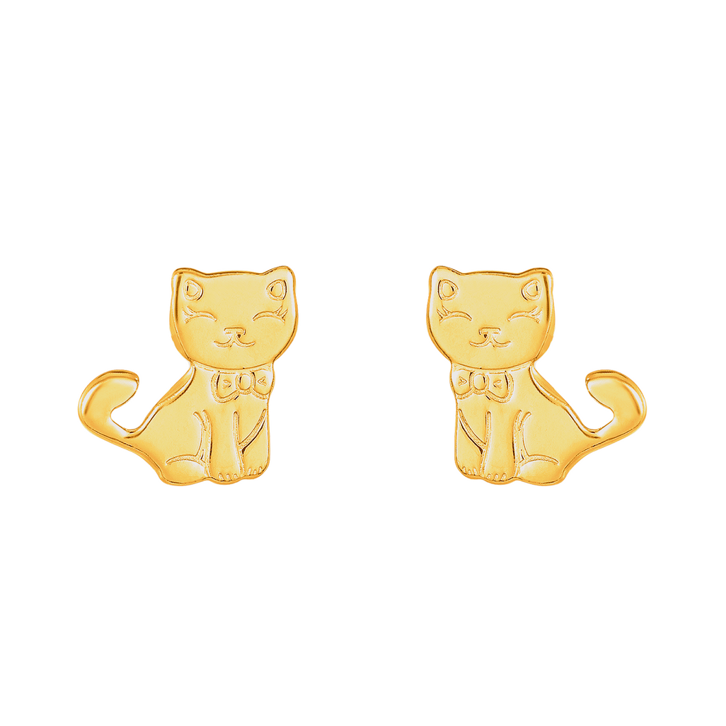 Mystigrey Cat .925 Sterling Silver Plated Rhodium and 18K Gold Plated Earrings