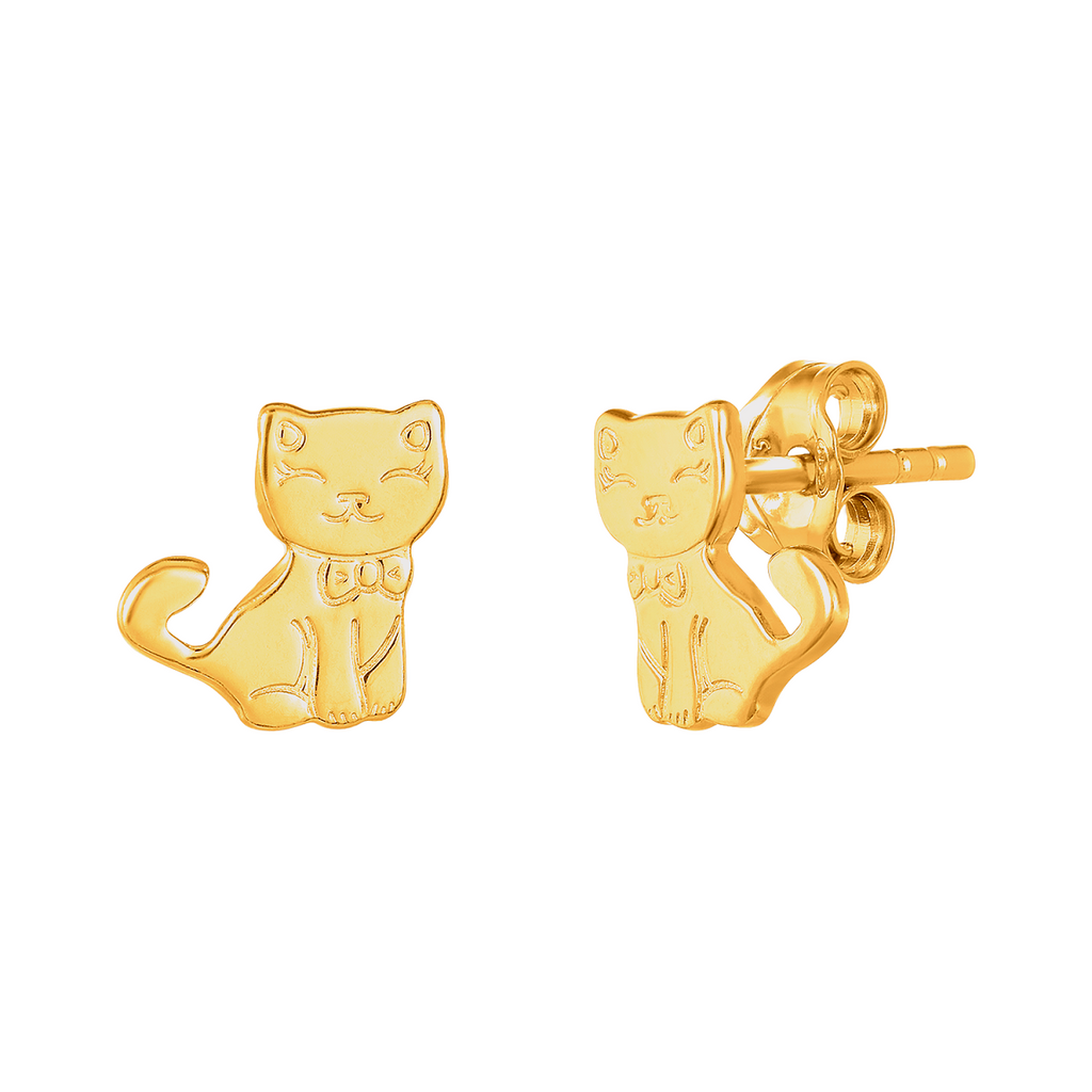 Cat Earrings in 925 Sterling Silver Plated Rhodium or 18K Gold Plated, view 12