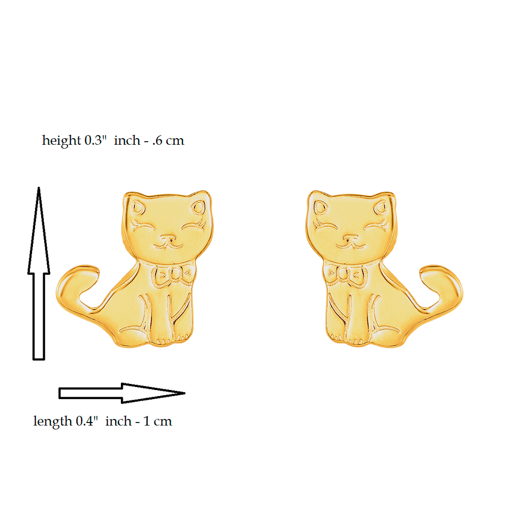 Cat Earrings in 925 Sterling Silver Plated Rhodium or 18K Gold Plated, view 8