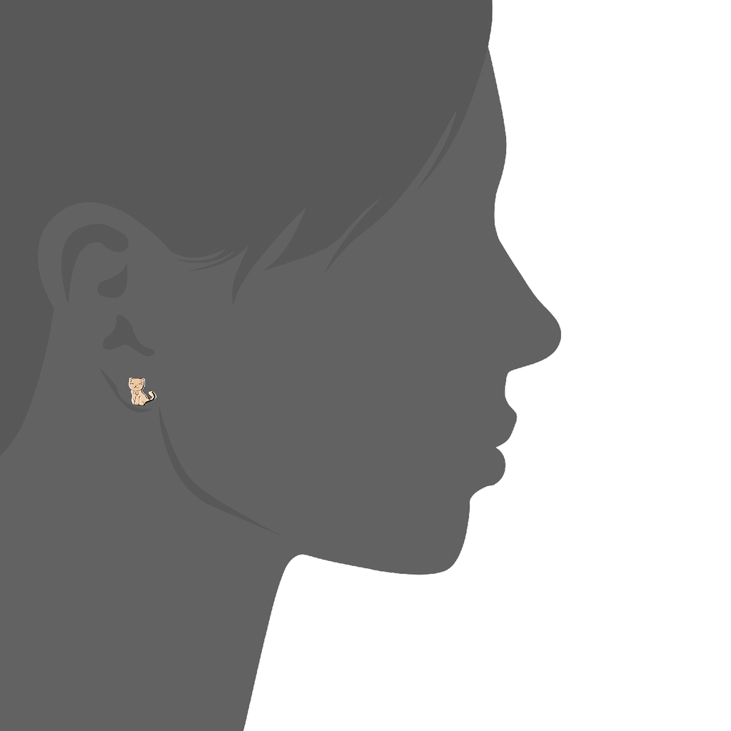 Cat Earrings in 925 Sterling Silver Plated Rhodium or 18K Gold Plated, view 4