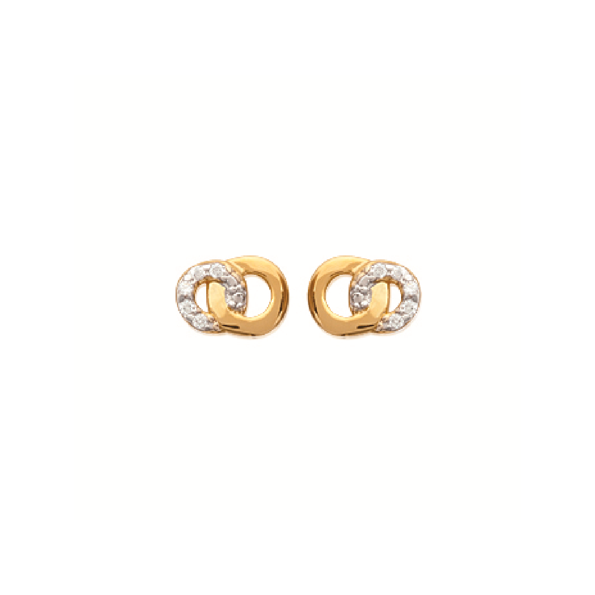 Carter Interlocked Circles Stud Earrings in 925 Sterling Silver Plated Rhodium or 18K Gold Plated, view 2