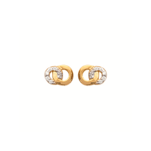 Load image into Gallery viewer, Mystigrey Carter .925 Sterling Silver Plated Rhodium and 18K Gold Plated Stud Earrings for Women with Cubic Zirconia - Interlocked Circles

