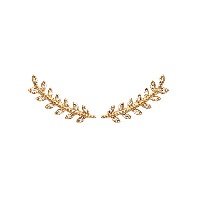 Mystigrey Eden .925 Sterling Silver Plated Rhodium, 18K Rose Gold Plated and 18K Gold Plated Climber Earrings for Women with Cubic Zirconia