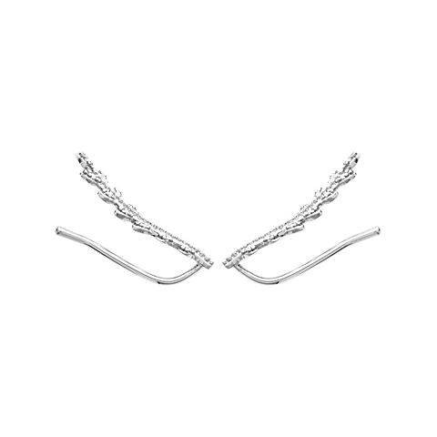 Mystigrey Eden .925 Sterling Silver Plated Rhodium, 18K Rose Gold Plated and 18K Gold Plated Climber Earrings for Women with Cubic Zirconia