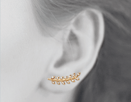 Mystigrey Eden .925 Sterling Silver Plated Rhodium, 18K Rose Gold Plated and 18K Gold Plated Climber Earrings for Women with Cubic Zirconia