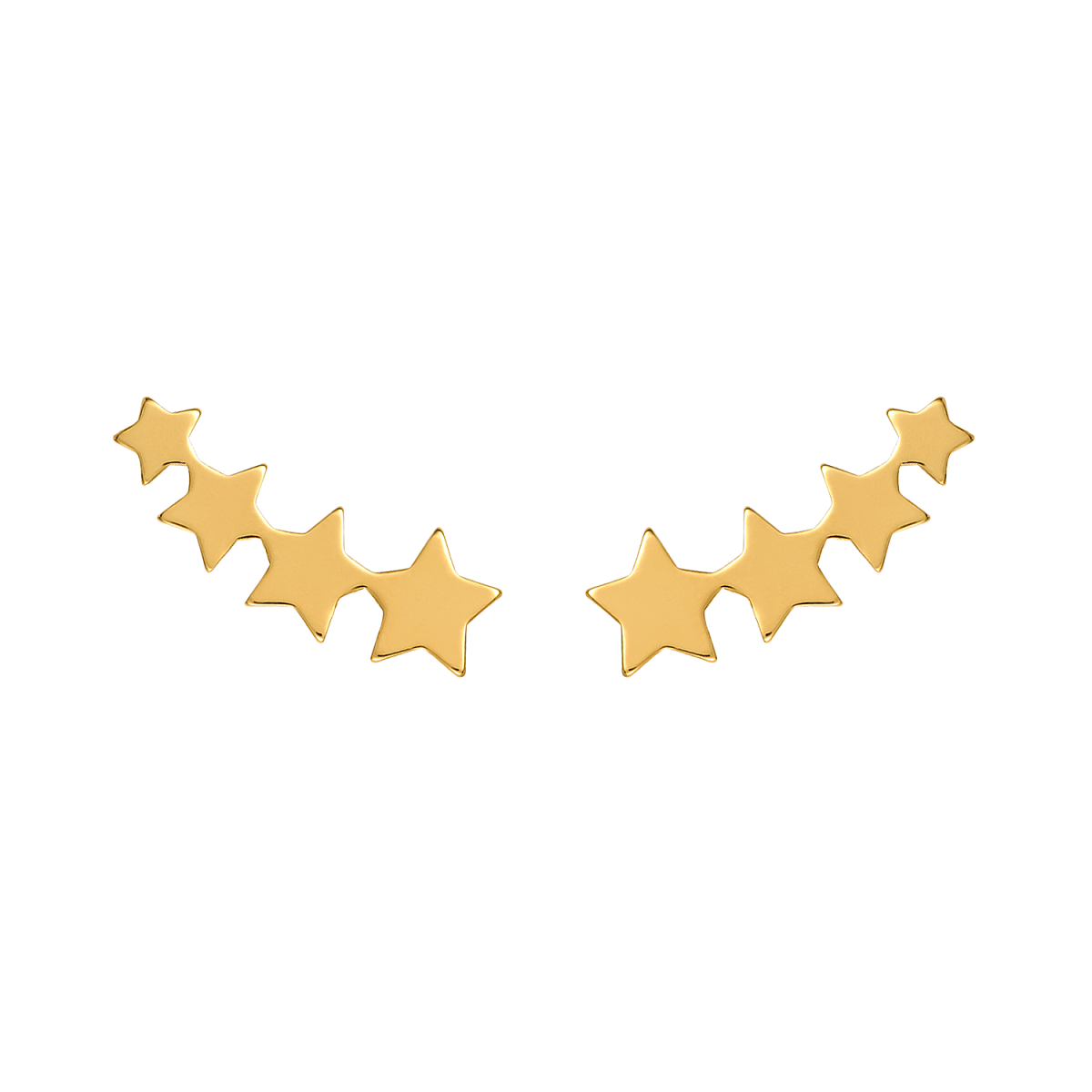 Mystigrey Polaris .925 Sterling Silver Plated Rhodium and 18K Gold Plated 4 Stars Climber Earrings