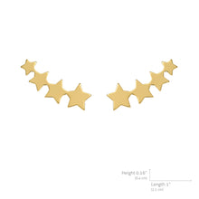 Load image into Gallery viewer, Mystigrey Polaris .925 Sterling Silver Plated Rhodium and 18K Gold Plated 4 Stars Climber Earrings
