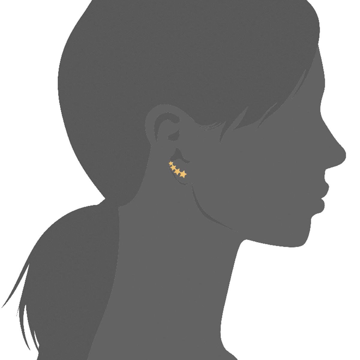 Mystigrey Polaris .925 Sterling Silver Plated Rhodium and 18K Gold Plated 4 Stars Climber Earrings