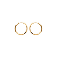 Load image into Gallery viewer, Mystigrey Lola .925 Sterling Silver Plated Rhodium and 18K Gold Plated Horizontal Hoop Earrings for Women Small
