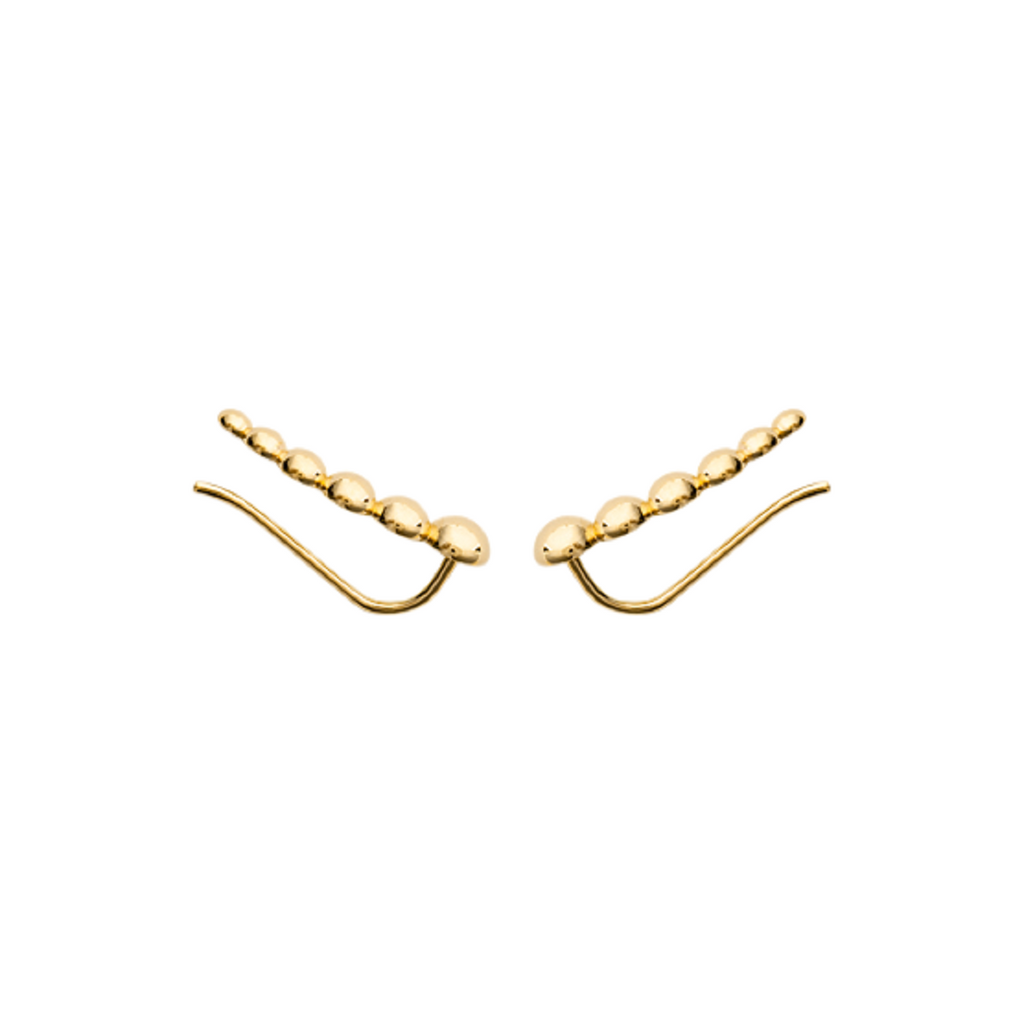 Mystigrey Olivia .925 Sterling Silver Plated Rhodium and 18K Gold Plated Climber Earrings