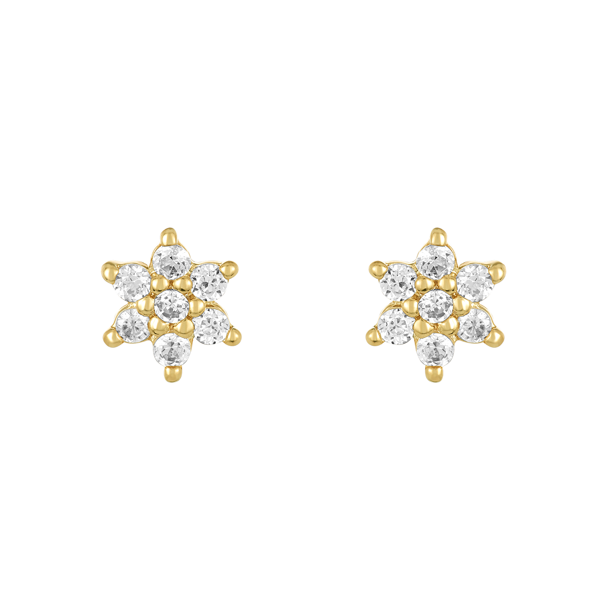 Mystigrey Polaris .925 Sterling Silver Plated Rhodium and 18K Gold Plated Star SnowFlakes Earrings for Women with Cubic Zirconia