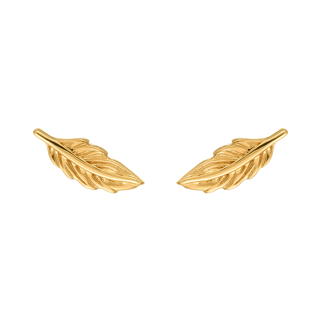Ariel Feather Earrings in 925 Sterling Silver Plated Rhodium or 18K Gold Plated, view 2