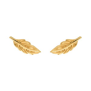 Mystigrey Ariel Feather .925 Sterling Silver Plated Rhodium and 18K Gold Plated Earrings