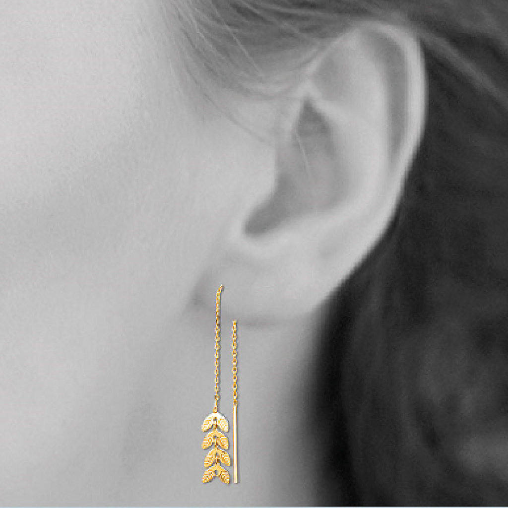Cesaria Long Earrings in 925 Sterling Silver Plated Rhodium or 18K Gold Plated, view 4