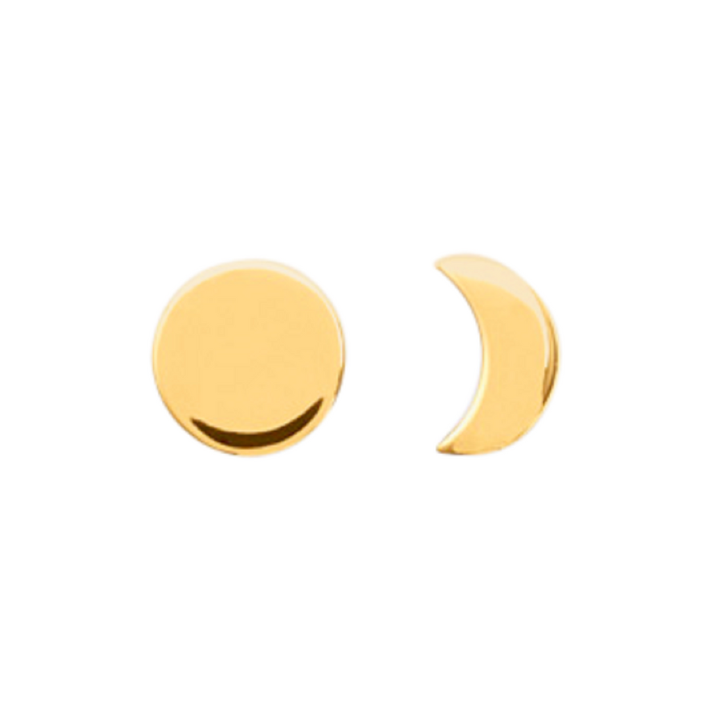 Moon Sun Stud Earrings in 925 Sterling Silver Plated Rhodium or 18K Gold Plated