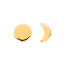 Load image into Gallery viewer, Mystigrey Moon .925 Sterling Silver Plated Rhodium and 18K Gold Plated Stud Earrings for Women Sun and Moon
