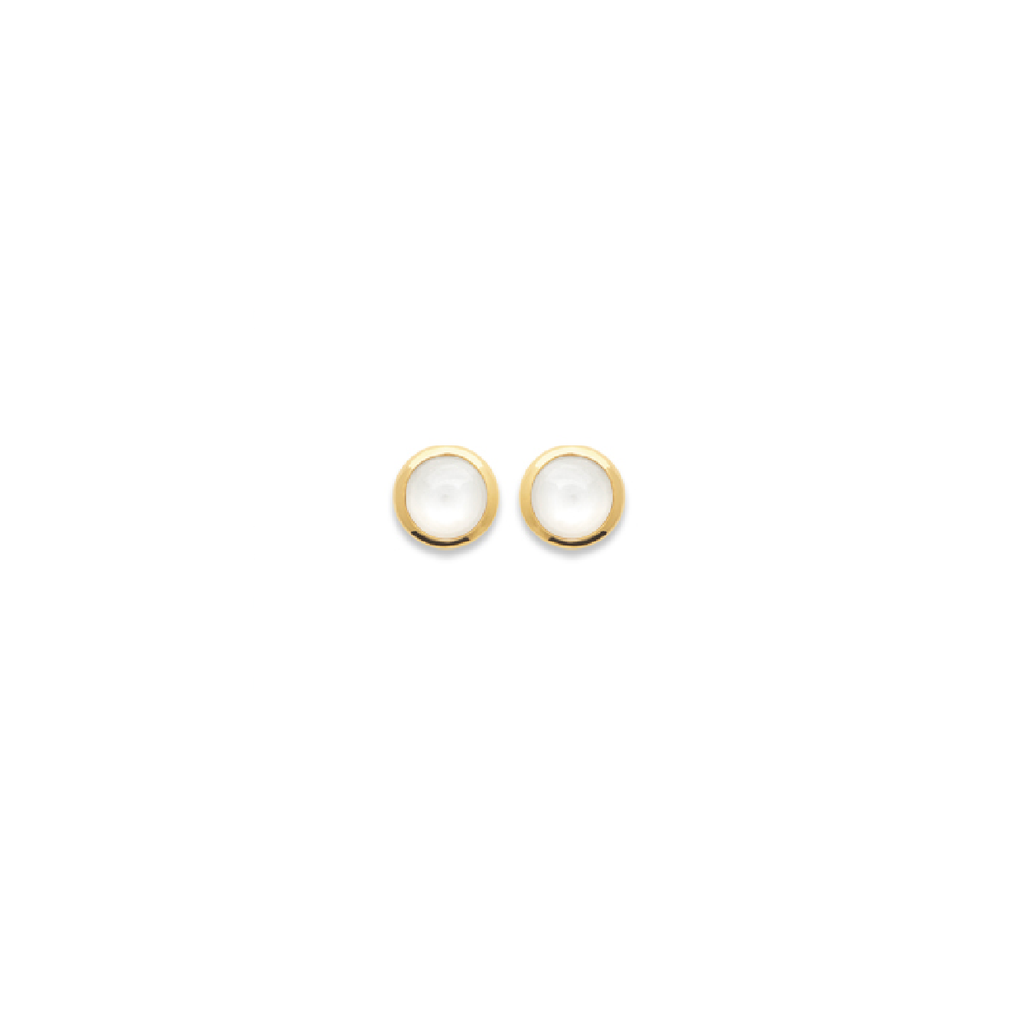 Mystigrey Serenity 925 Sterling Silver Plated Rhodium and 18K Gold Plated Earrings for Women Available in Green Aventurine, Pink Quartz, and White Moonstone