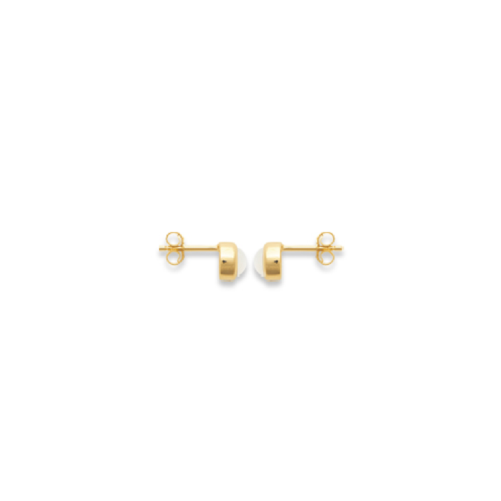 Mystigrey Serenity 925 Sterling Silver Plated Rhodium and 18K Gold Plated Earrings for Women Available in Green Aventurine, Pink Quartz, and White Moonstone