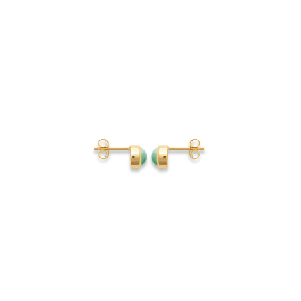 Mystigrey Serenity 925 Sterling Silver Plated Rhodium and 18K Gold Plated Earrings for Women Available in Green Aventurine, Pink Quartz, and White Moonstone