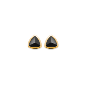 Mystigrey Montana .925 Sterling Silver Plated Rhodium and 18K Gold Plated Earrings for Women Black Agate