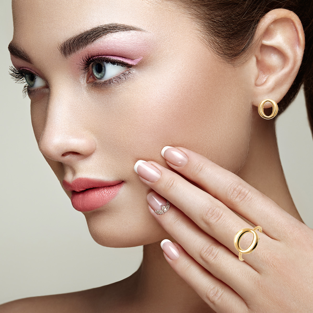 Mystigrey Octavia .925 Sterling Silver Plated Rhodium and 18K Gold Plated Stud Earrings
