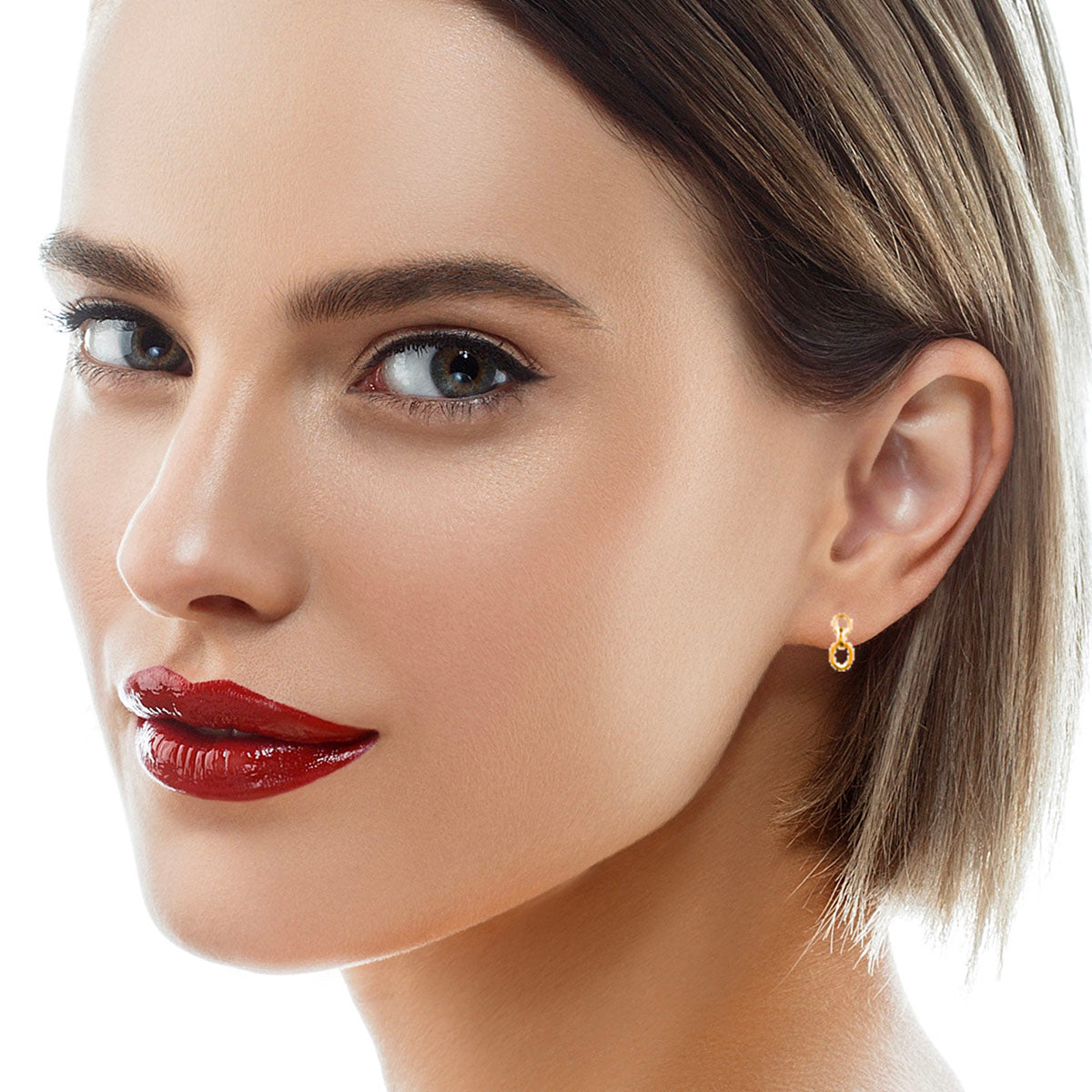 Mystigrey Emilie .925 Sterling Silver Plated Rhodium and 18K Gold Plated Stud Earrings