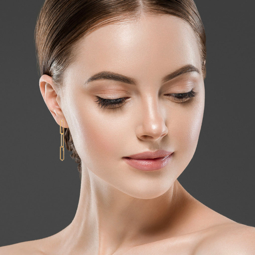 Mystigrey Piper Three .925 Sterling Silver Plated Rhodium and 18K Gold Plated Stud Earrings