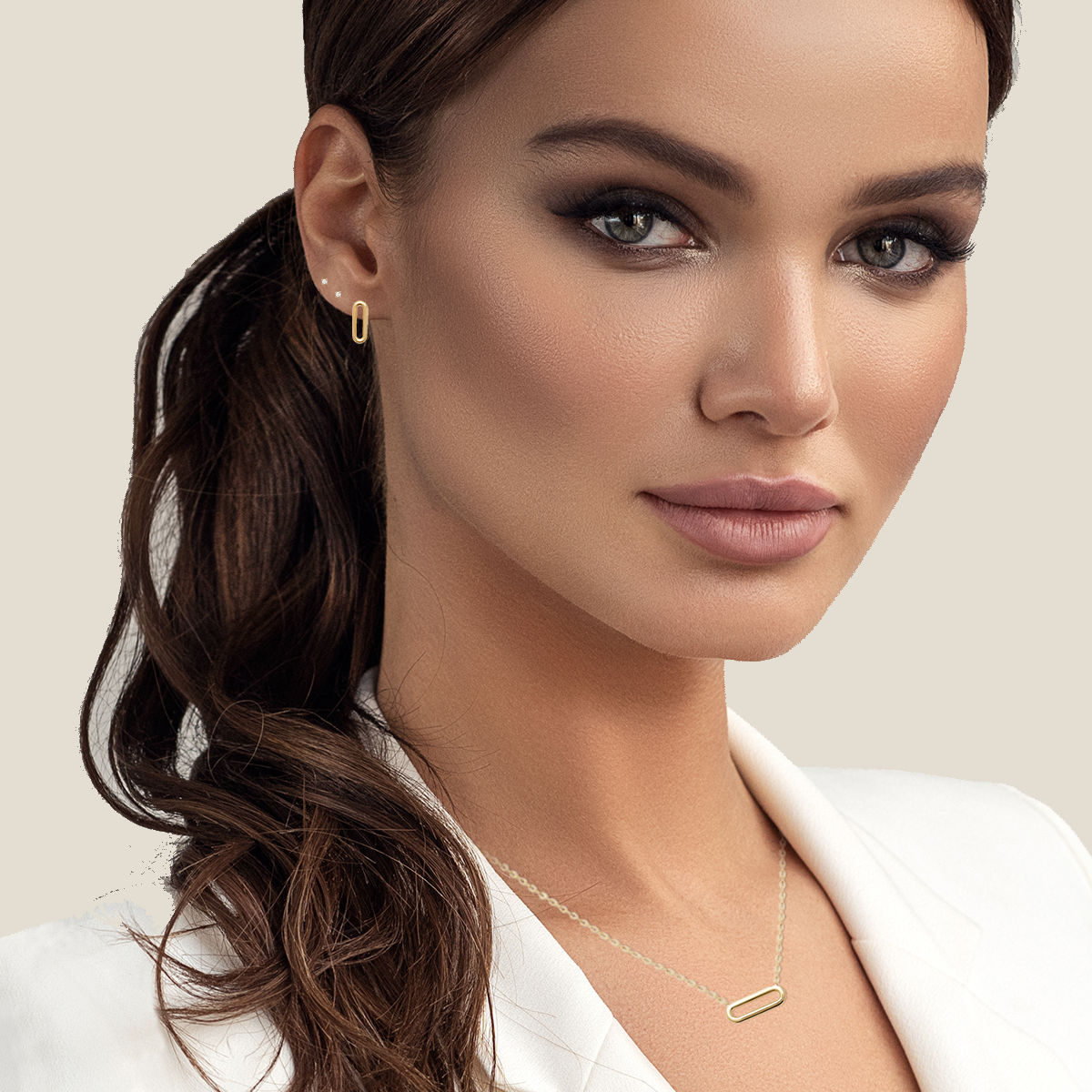 Mystigrey Mackenzie .925 Sterling Silver Plated Rhodium and 18K Gold Plated Stud Earrings