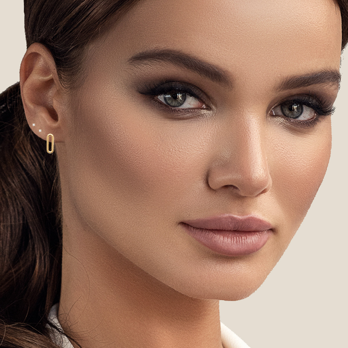 Mystigrey Mackenzie .925 Sterling Silver Plated Rhodium and 18K Gold Plated Stud Earrings